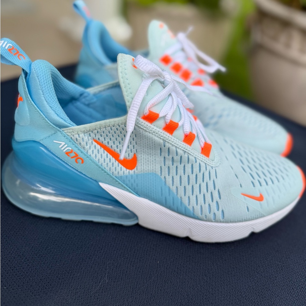 Nike Blue and Orange Air Max Sneakers with Breathable Mesh